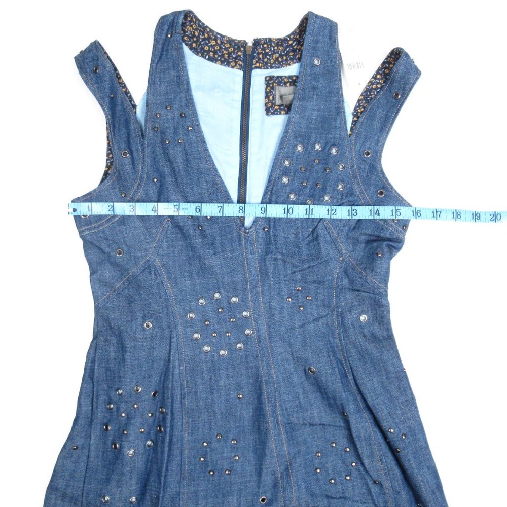 By Anthropologie Grommet Denim Midi Dress Medium Blue Size 00 XXS Petite - Picture 4 of 11